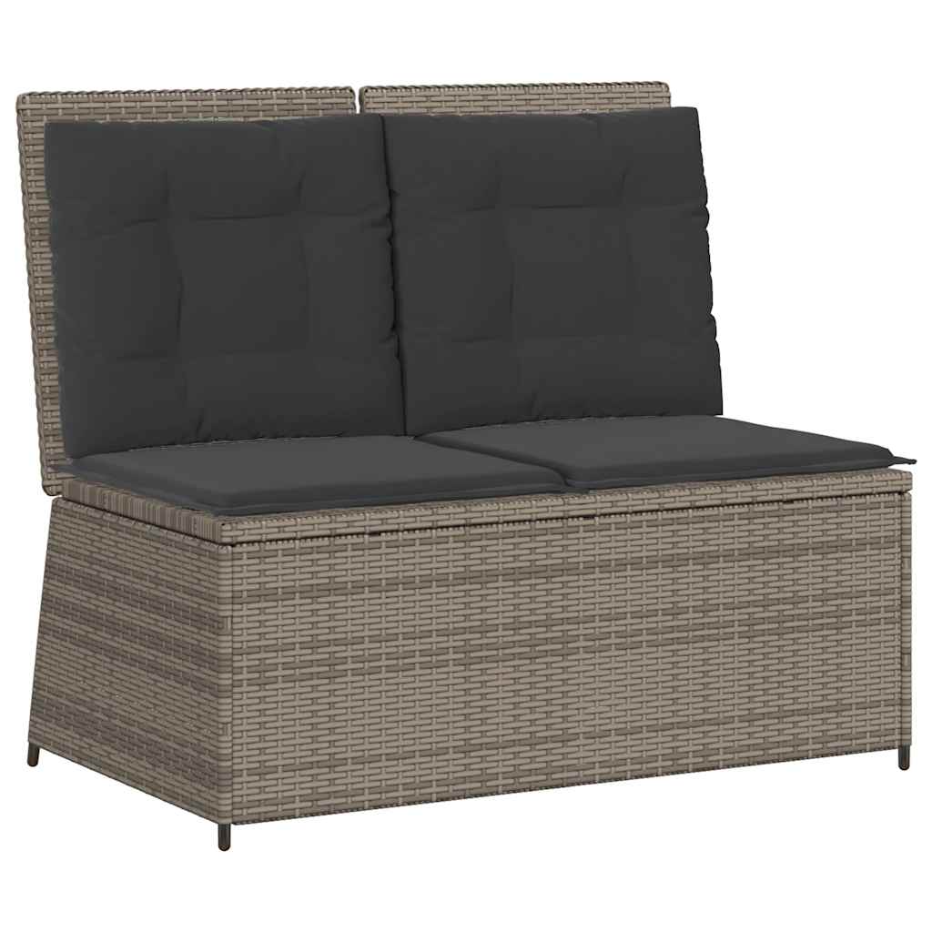 Tuinbankje verstelbaar met kussens poly rattan grijs is nu te koop bij PeponiXL, paradijselijk wonen!