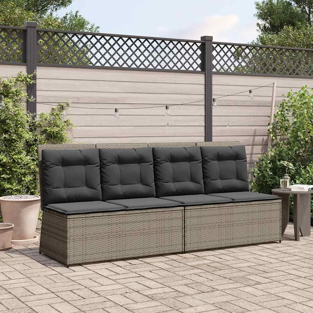 Tuinbankje verstelbaar met kussens poly rattan grijs is nu te koop bij PeponiXL, paradijselijk wonen!
