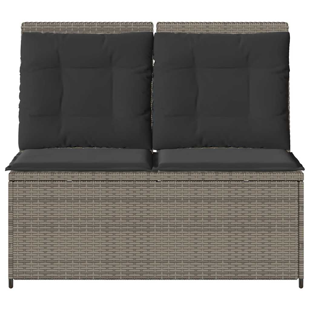 Tuinbankje verstelbaar met kussens poly rattan grijs is nu te koop bij PeponiXL, paradijselijk wonen!