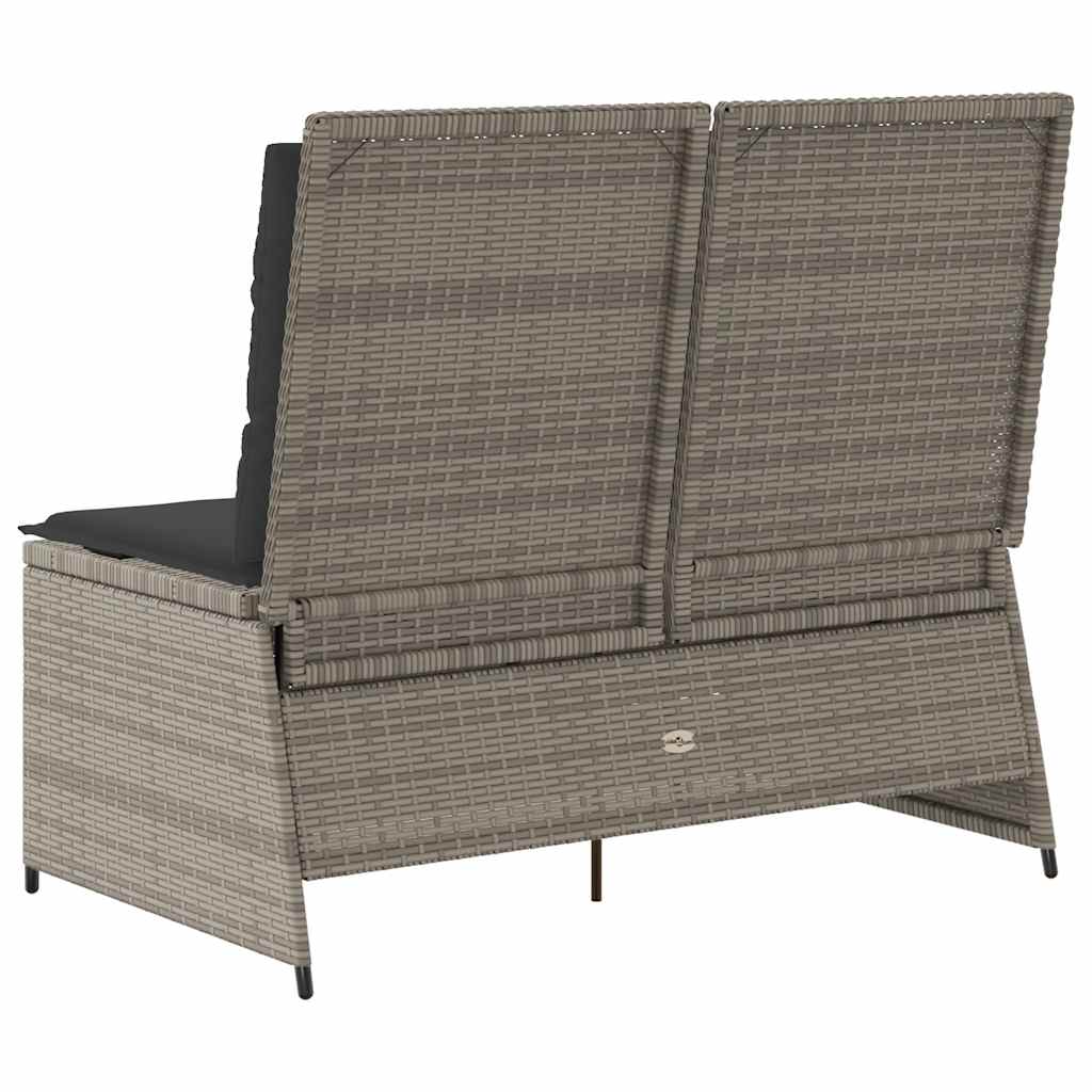 Tuinbankje verstelbaar met kussens poly rattan grijs is nu te koop bij PeponiXL, paradijselijk wonen!