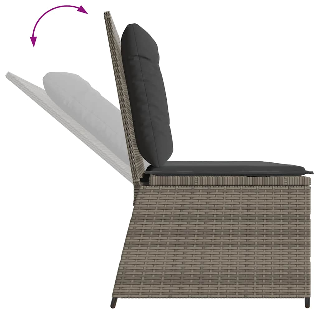 Tuinbankje verstelbaar met kussens poly rattan grijs is nu te koop bij PeponiXL, paradijselijk wonen!