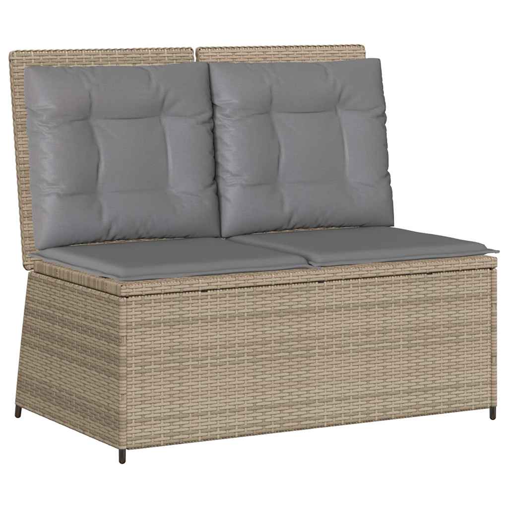 Tuinbankje verstelbaar met kussens poly rattan beige is nu te koop bij PeponiXL, paradijselijk wonen!