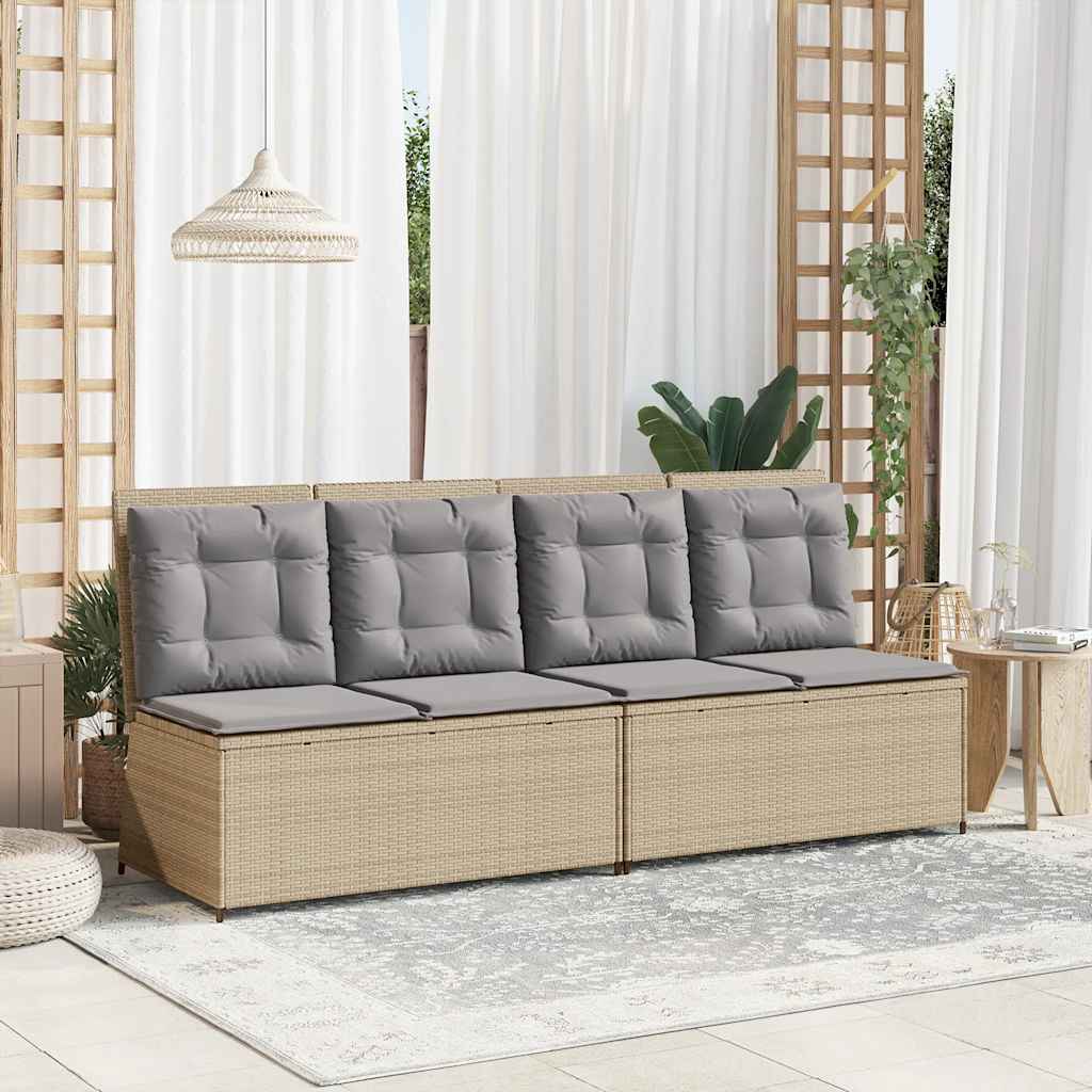 Tuinbankje verstelbaar met kussens poly rattan beige is nu te koop bij PeponiXL, paradijselijk wonen!