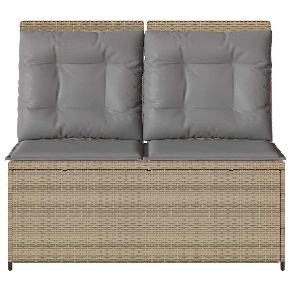 Tuinbankje verstelbaar met kussens poly rattan beige is nu te koop bij PeponiXL, paradijselijk wonen!