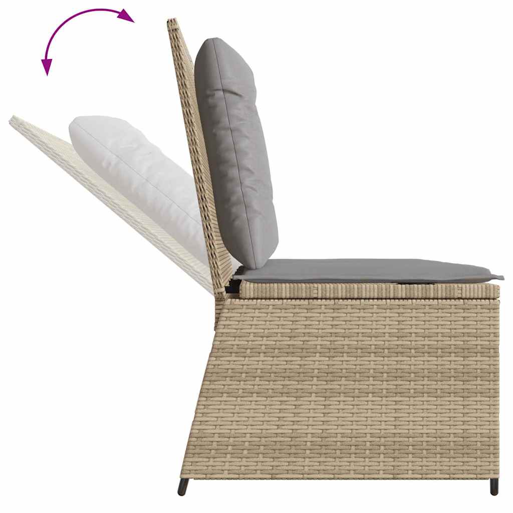 Tuinbankje verstelbaar met kussens poly rattan beige is nu te koop bij PeponiXL, paradijselijk wonen!