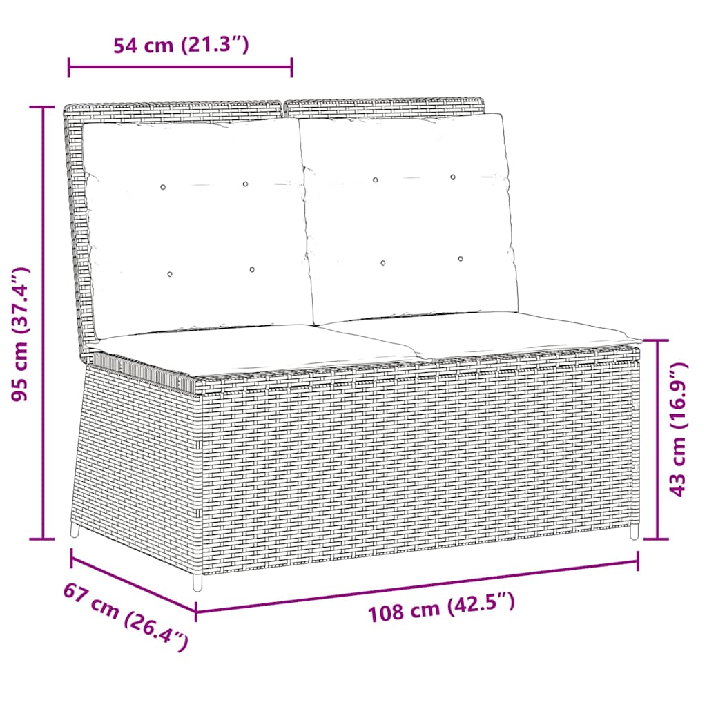 Tuinbankje verstelbaar met kussens poly rattan beige is nu te koop bij PeponiXL, paradijselijk wonen!