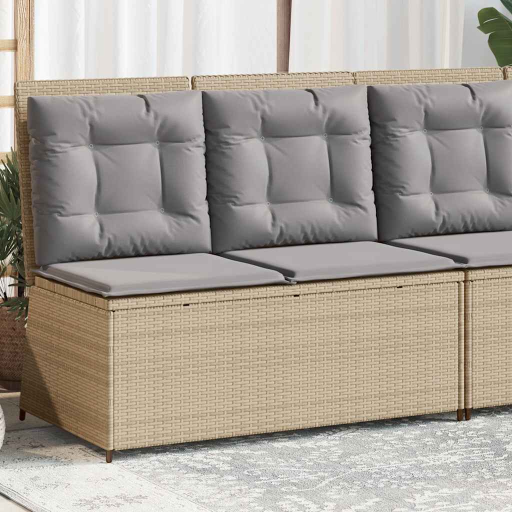 Tuinbankje verstelbaar met kussens poly rattan beige is nu te koop bij PeponiXL, paradijselijk wonen!