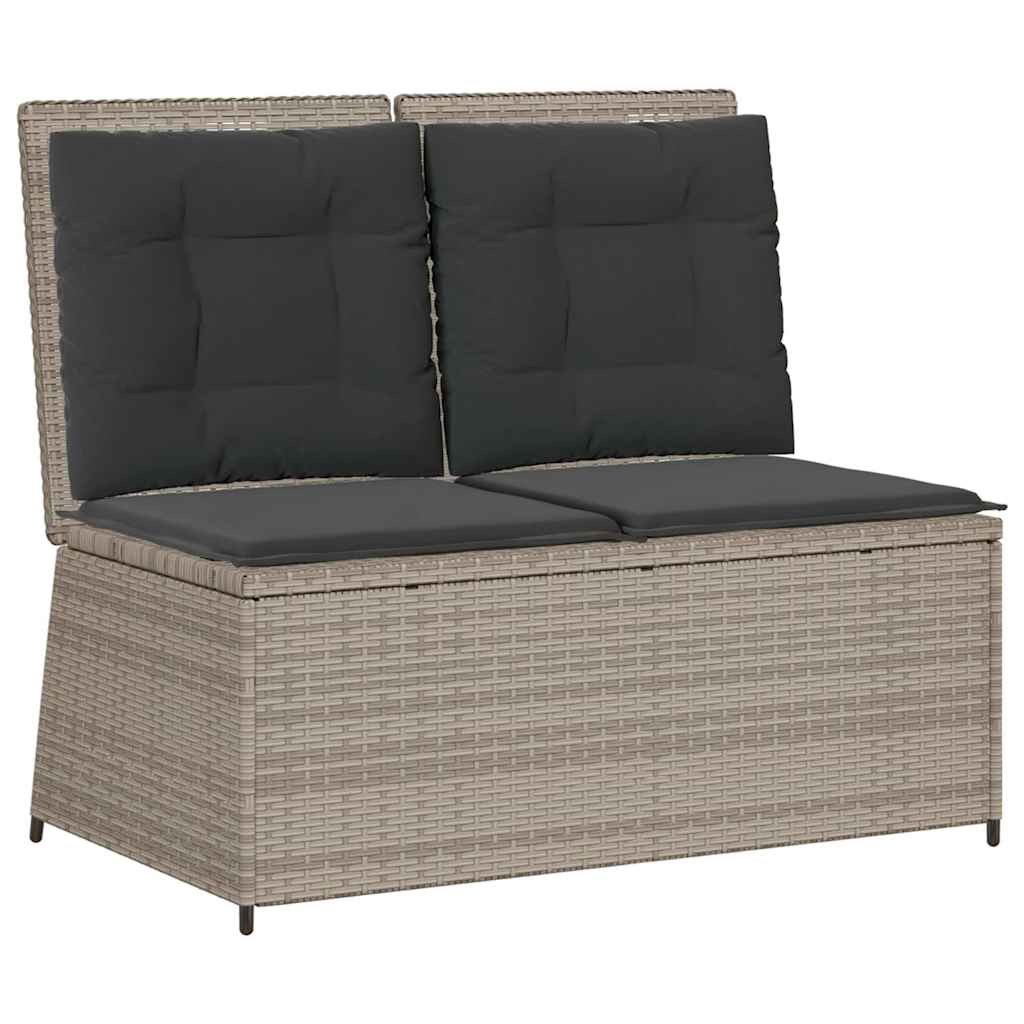 Tuinbankje verstelbaar met kussens poly rattan lichtgrijs is nu te koop bij PeponiXL, paradijselijk wonen!