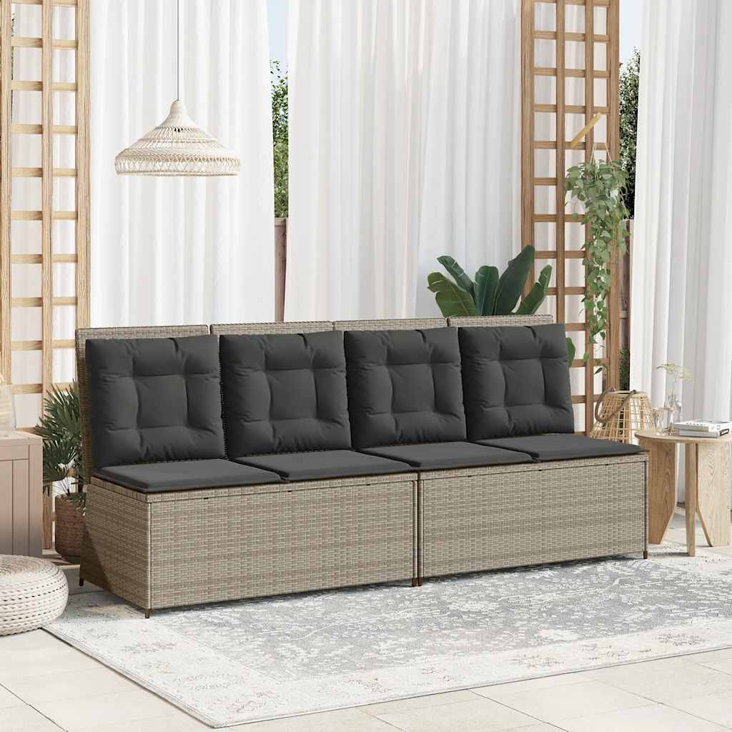Tuinbankje verstelbaar met kussens poly rattan lichtgrijs is nu te koop bij PeponiXL, paradijselijk wonen!