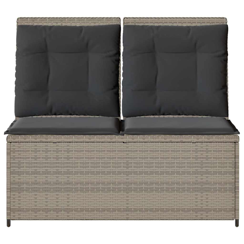 Tuinbankje verstelbaar met kussens poly rattan lichtgrijs is nu te koop bij PeponiXL, paradijselijk wonen!