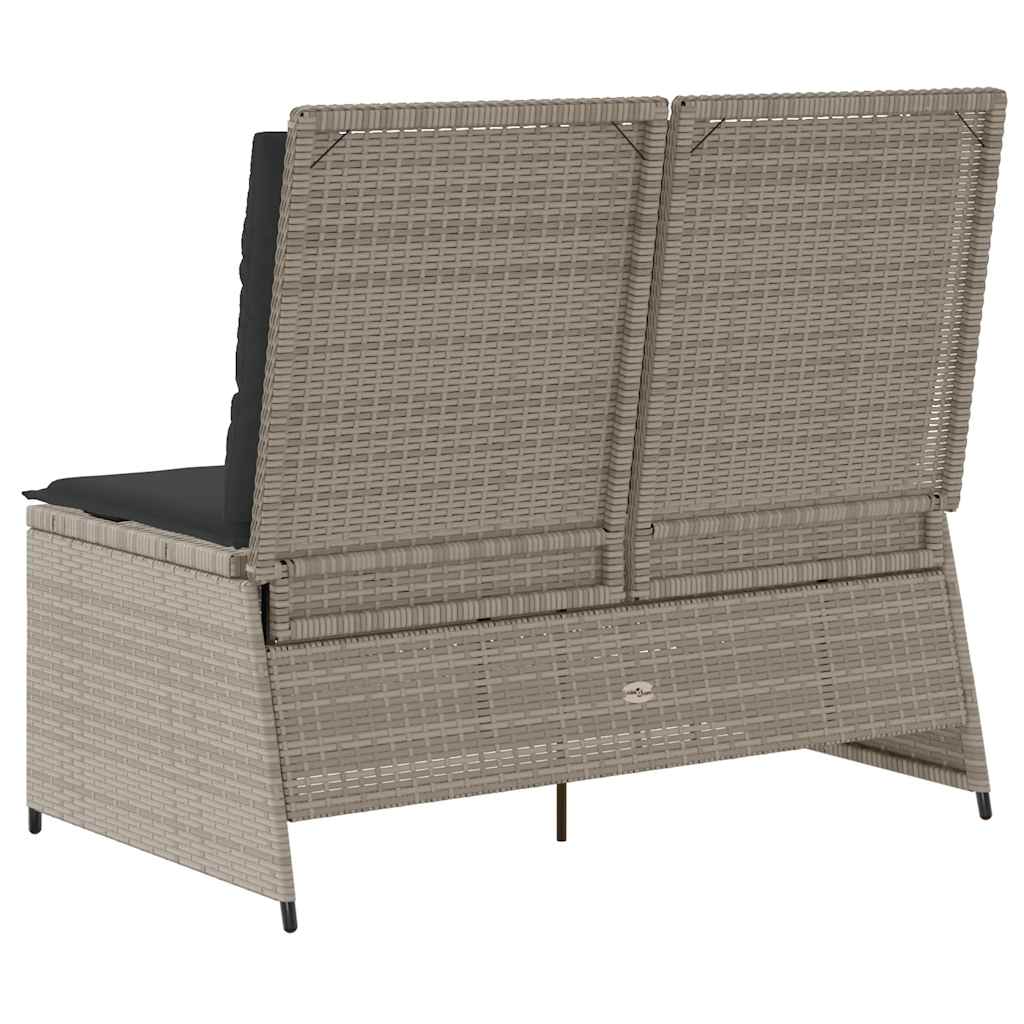 Tuinbankje verstelbaar met kussens poly rattan lichtgrijs is nu te koop bij PeponiXL, paradijselijk wonen!