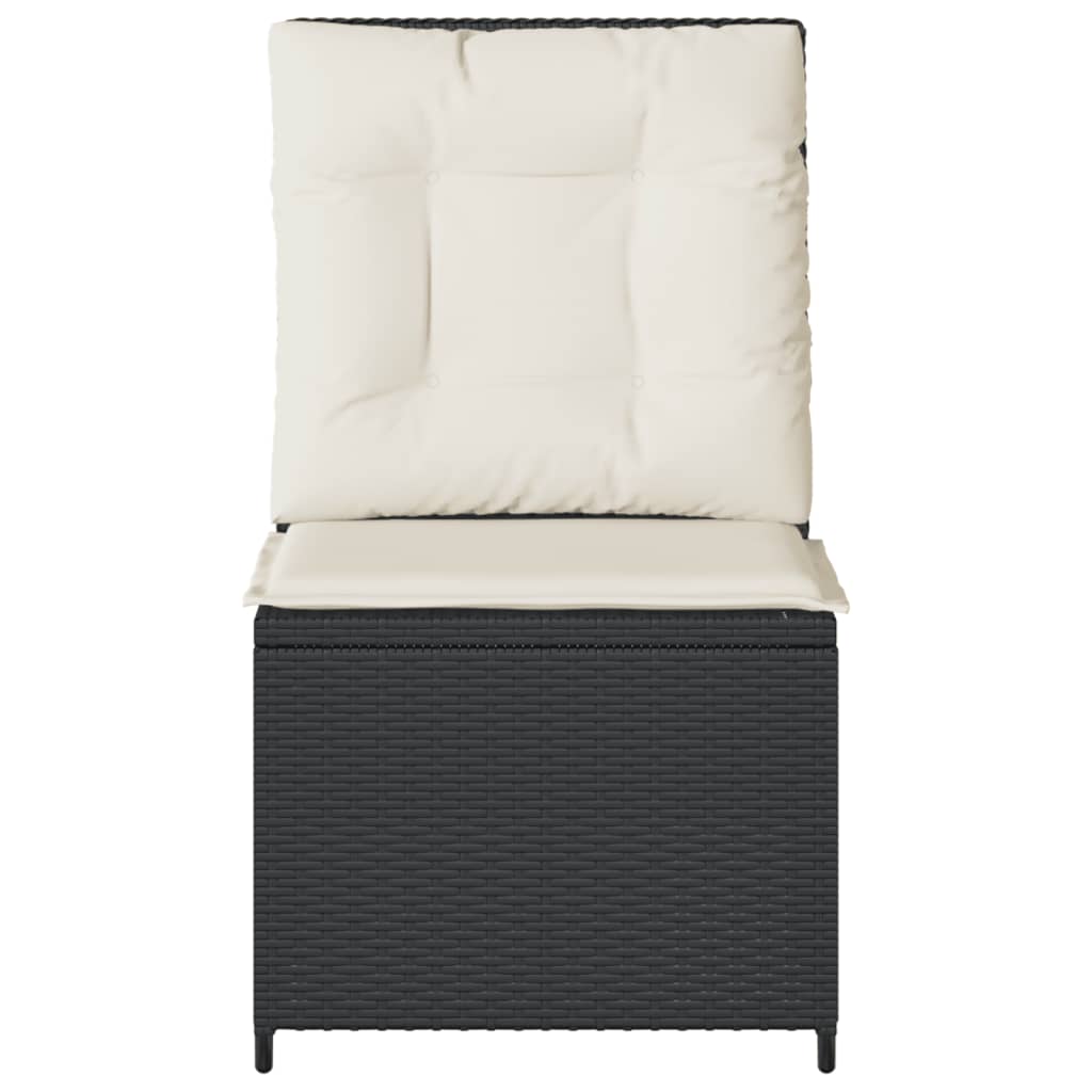 Tuinbank verstelbaar met kussens poly rattan zwart is nu te koop bij PeponiXL, paradijselijk wonen!