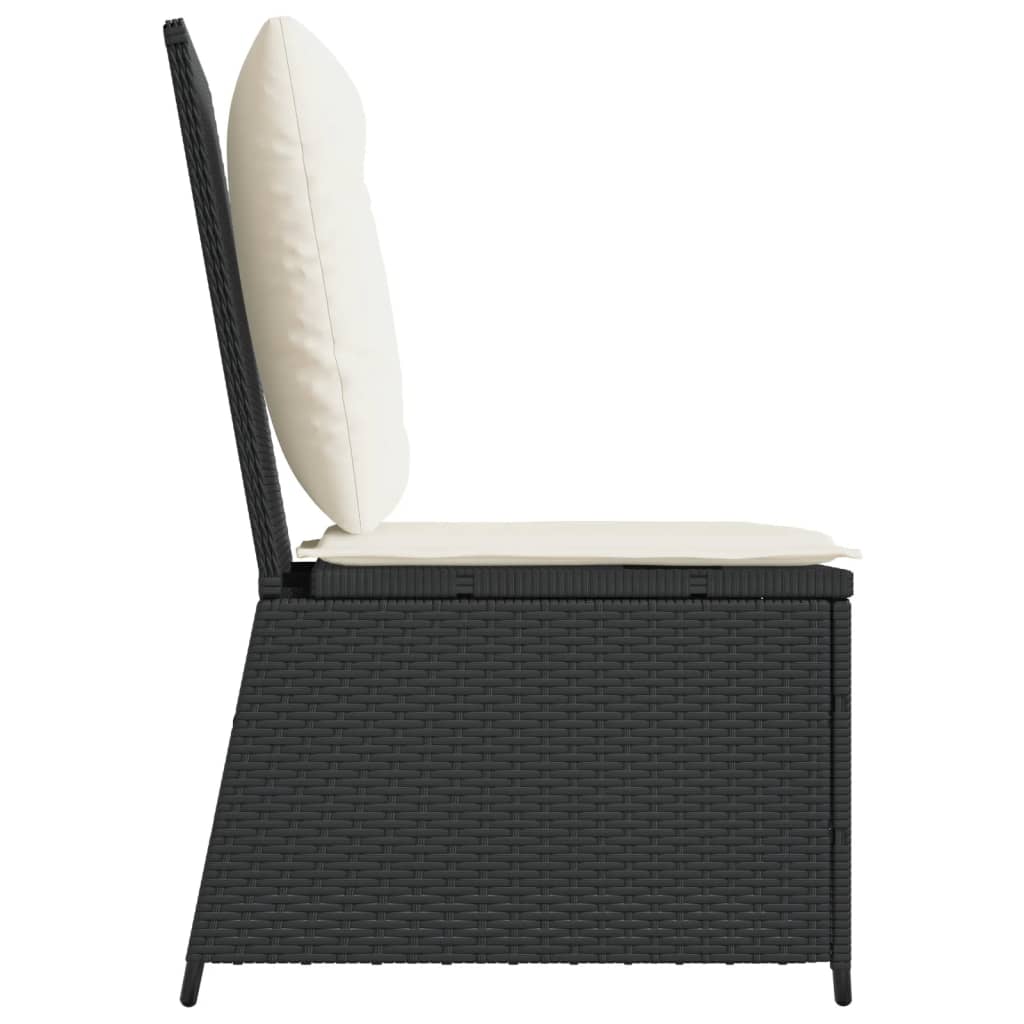 Tuinbank verstelbaar met kussens poly rattan zwart is nu te koop bij PeponiXL, paradijselijk wonen!