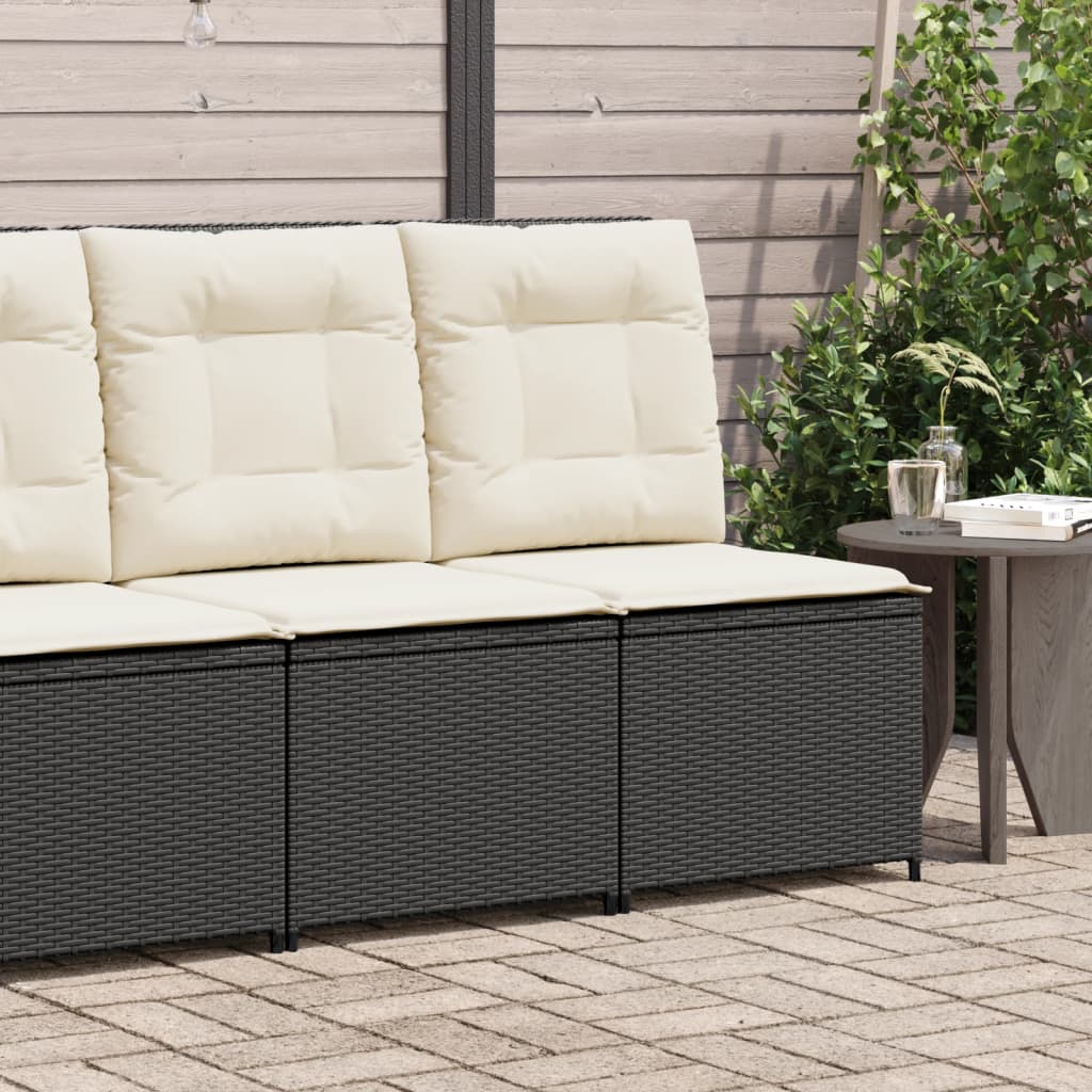 Tuinbank verstelbaar met kussens poly rattan zwart is nu te koop bij PeponiXL, paradijselijk wonen!