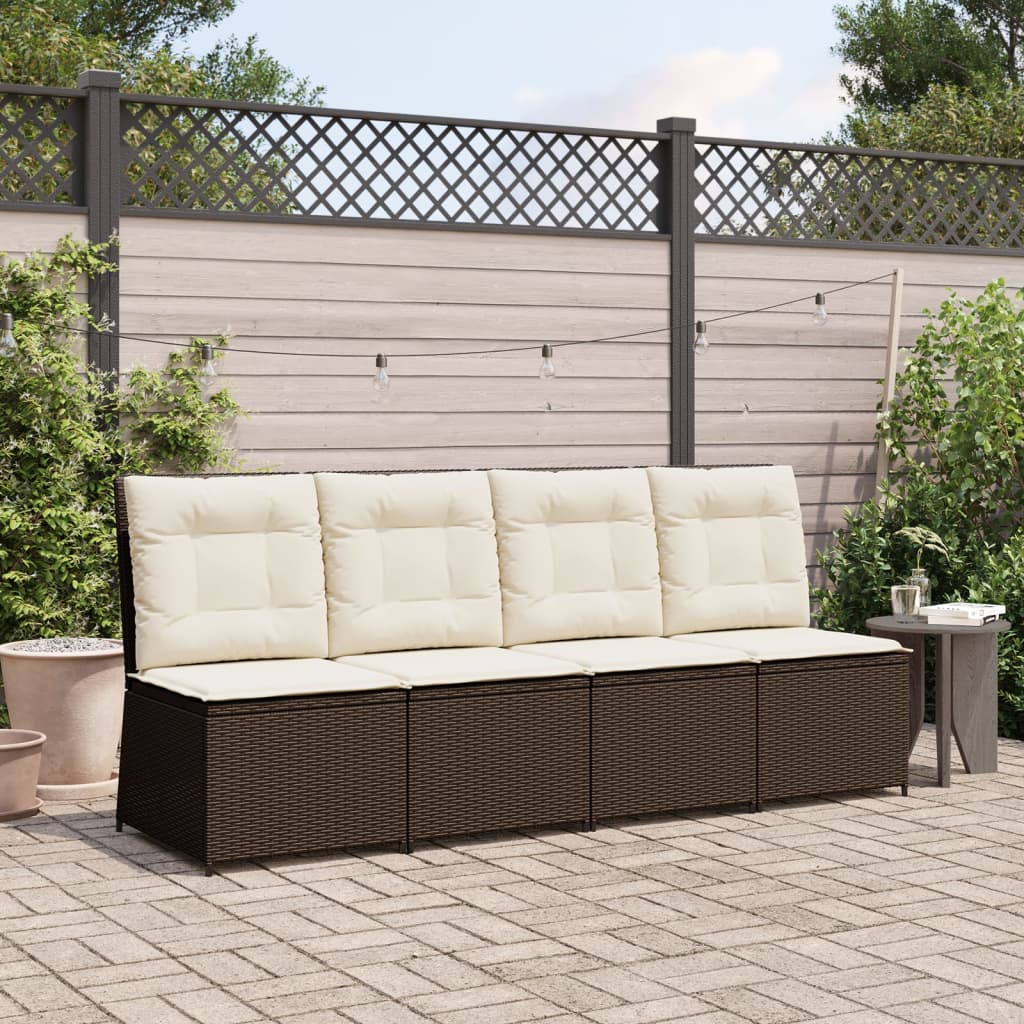 Tuinbank verstelbaar met kussens poly rattan bruin is nu te koop bij PeponiXL, paradijselijk wonen!