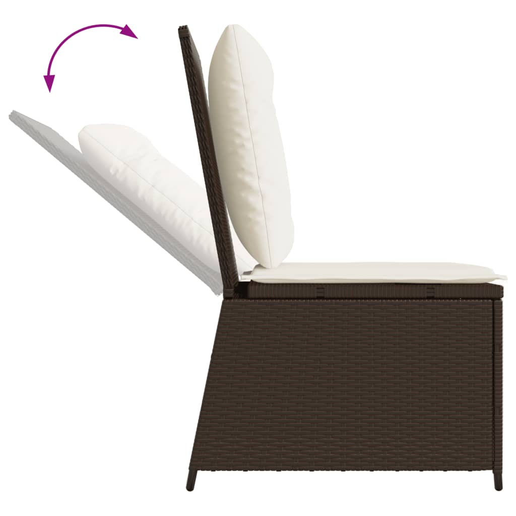 Tuinbank verstelbaar met kussens poly rattan bruin is nu te koop bij PeponiXL, paradijselijk wonen!
