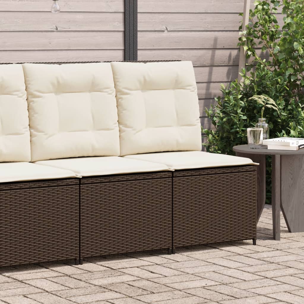 Tuinbank verstelbaar met kussens poly rattan bruin is nu te koop bij PeponiXL, paradijselijk wonen!