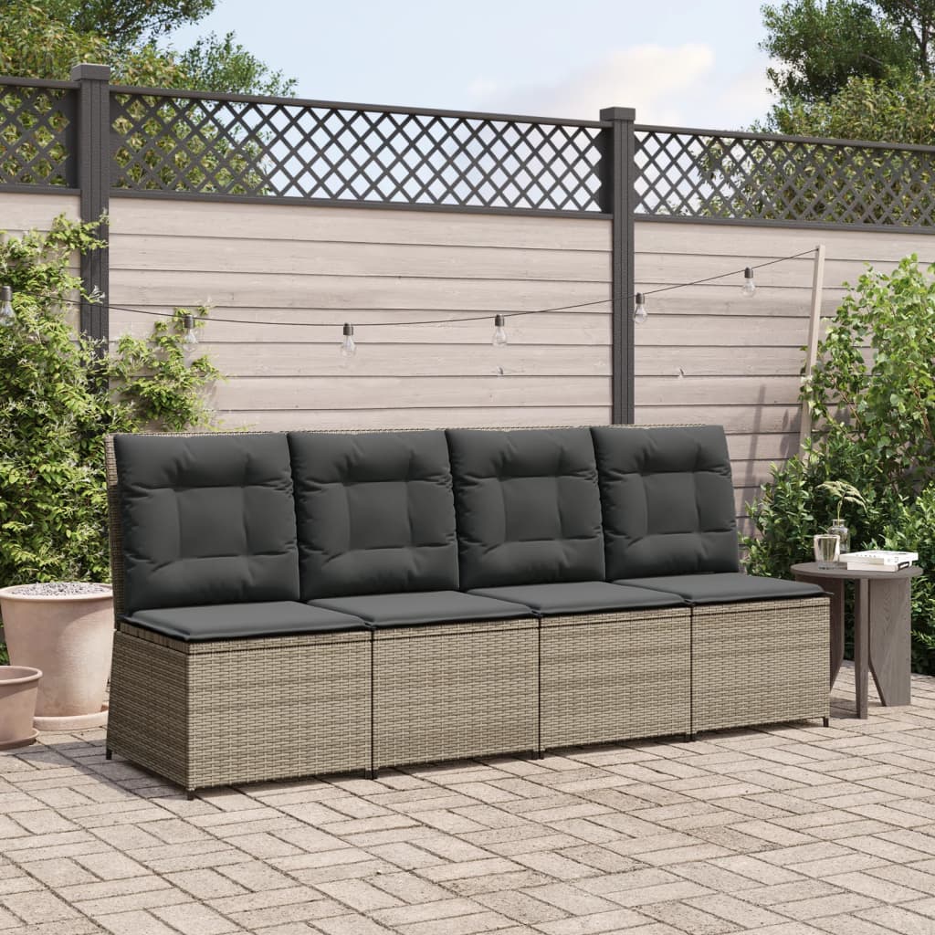 Tuinbank verstelbaar met kussens poly rattan grijs is nu te koop bij PeponiXL, paradijselijk wonen!