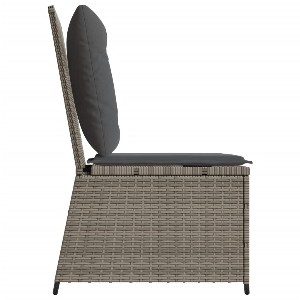 Tuinbank verstelbaar met kussens poly rattan grijs is nu te koop bij PeponiXL, paradijselijk wonen!
