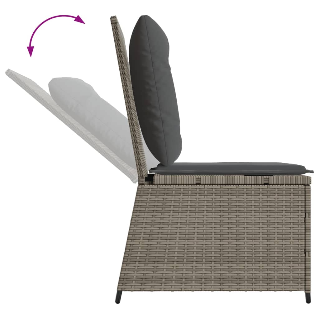 Tuinbank verstelbaar met kussens poly rattan grijs is nu te koop bij PeponiXL, paradijselijk wonen!