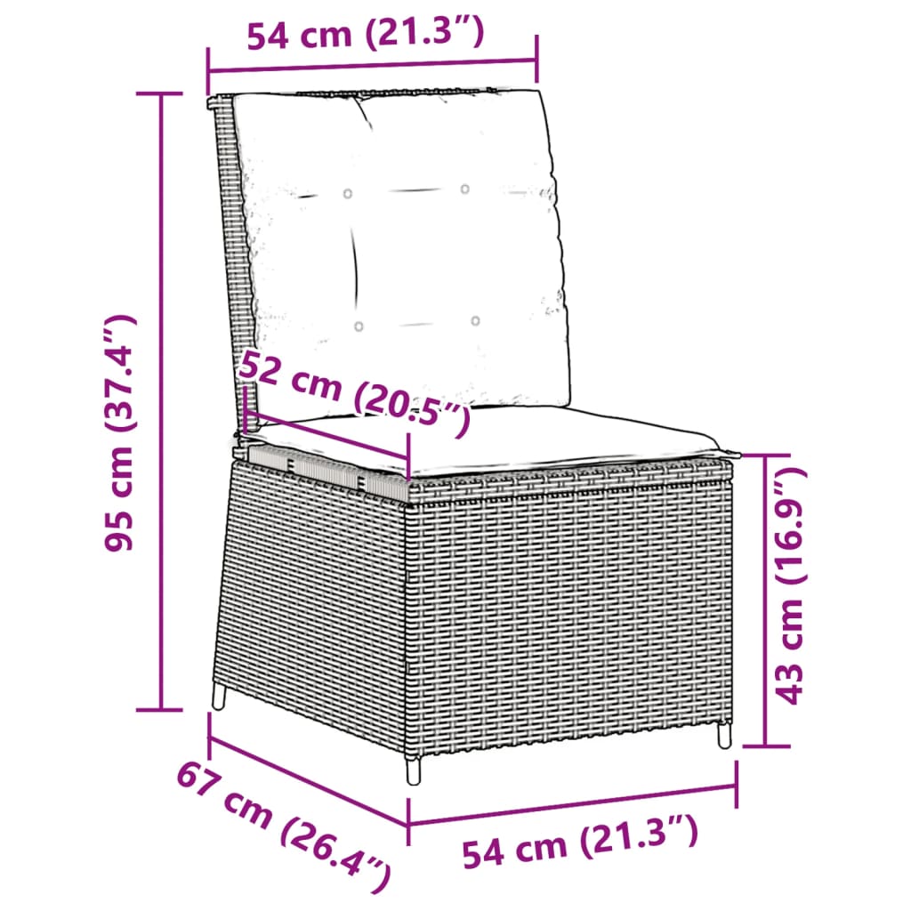 Tuinbank verstelbaar met kussens poly rattan grijs is nu te koop bij PeponiXL, paradijselijk wonen!