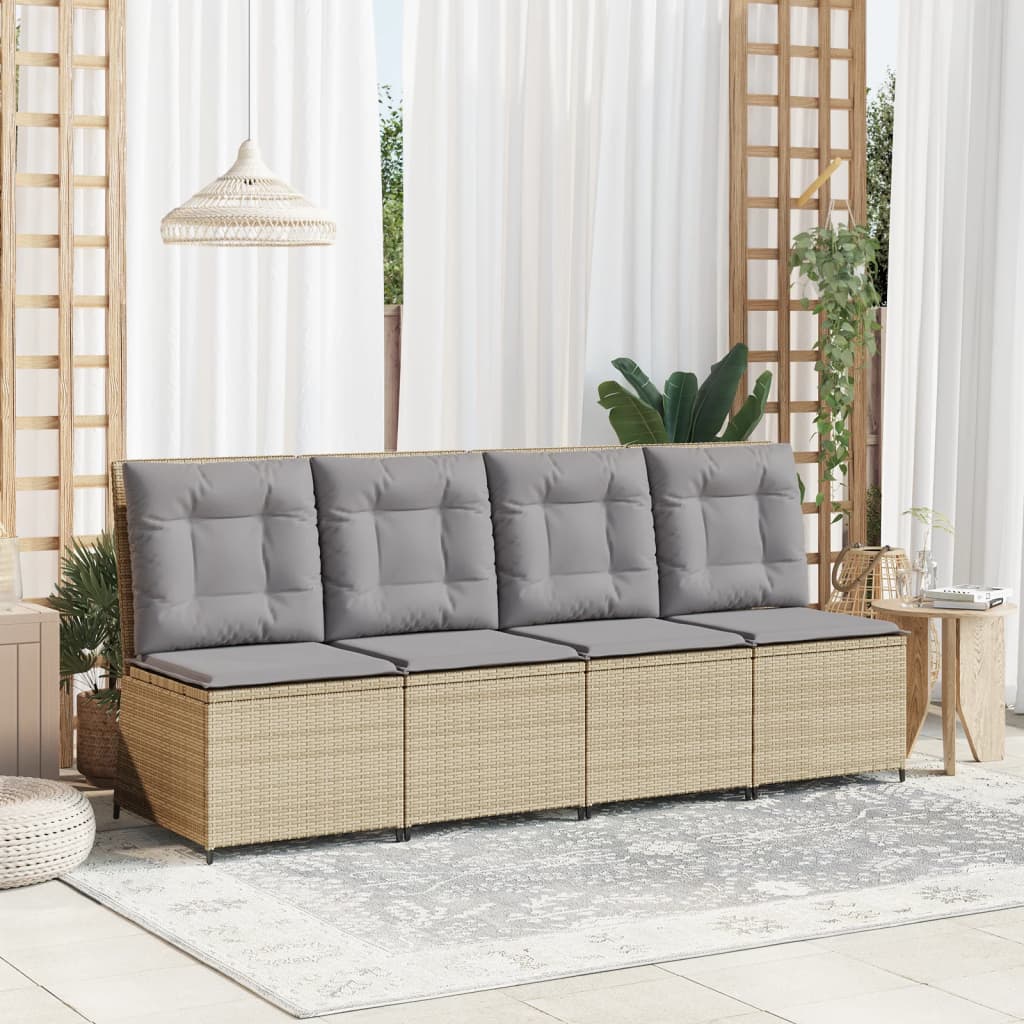 Tuinbank verstelbaar met kussens poly rattan beige is nu te koop bij PeponiXL, paradijselijk wonen!
