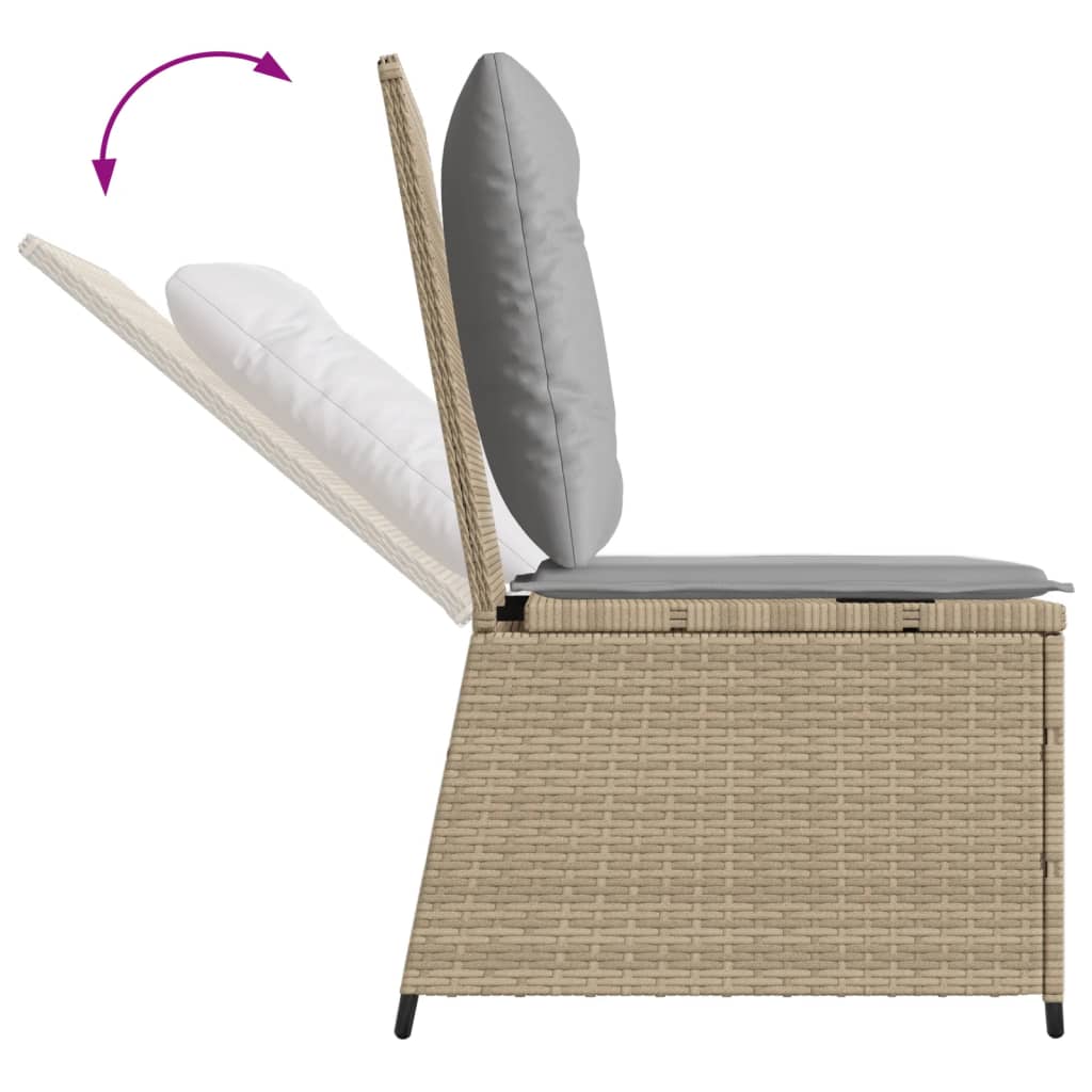 Tuinbank verstelbaar met kussens poly rattan beige is nu te koop bij PeponiXL, paradijselijk wonen!