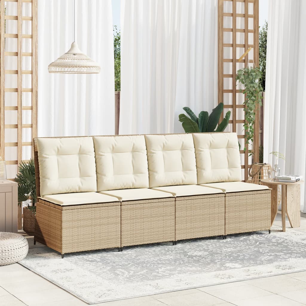 Tuinbank verstelbaar met kussens poly rattan beige is nu te koop bij PeponiXL, paradijselijk wonen!