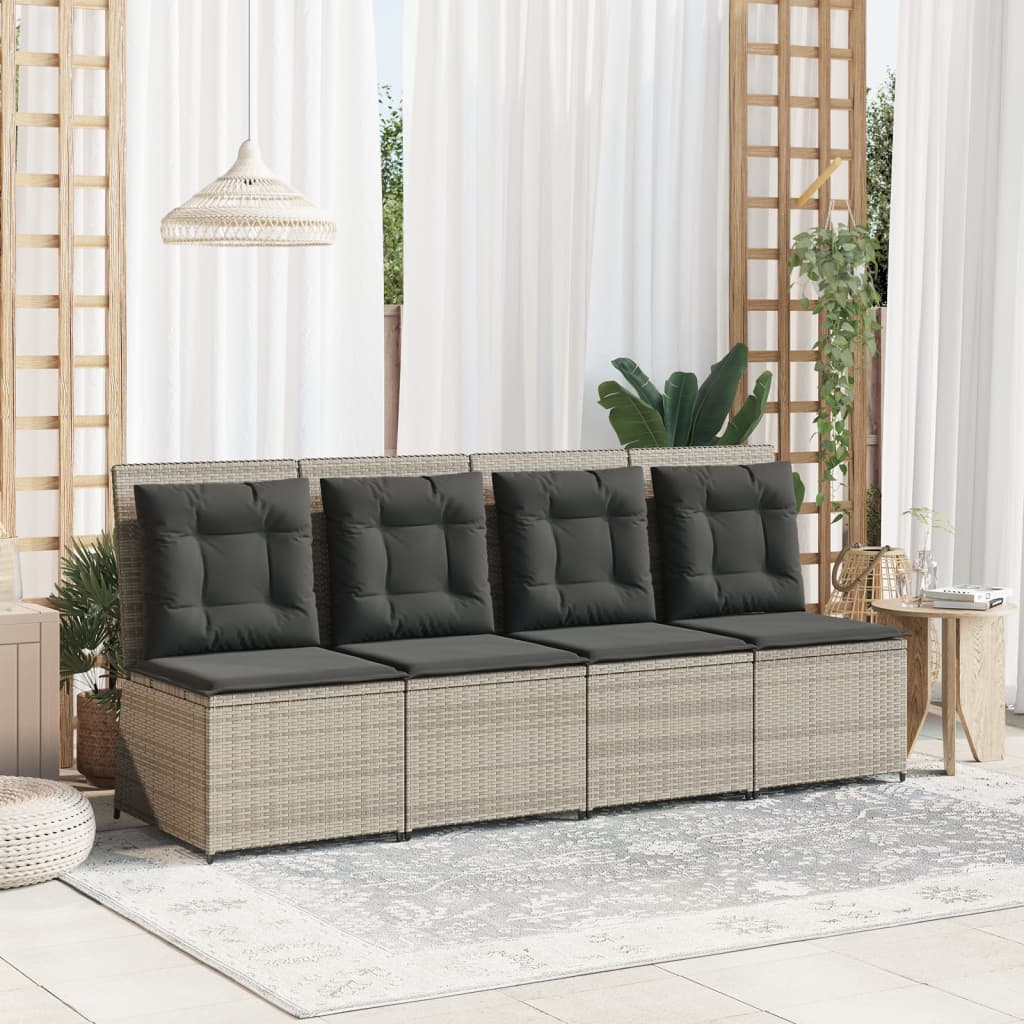 Tuinbank verstelbaar met kussens poly rattan lichtgrijs is nu te koop bij PeponiXL, paradijselijk wonen!