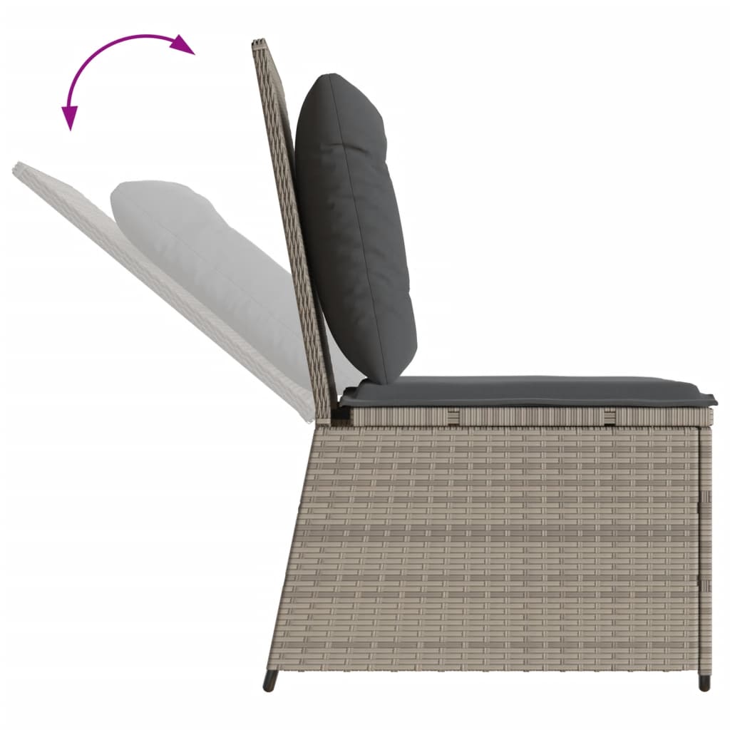 Tuinbank verstelbaar met kussens poly rattan lichtgrijs is nu te koop bij PeponiXL, paradijselijk wonen!