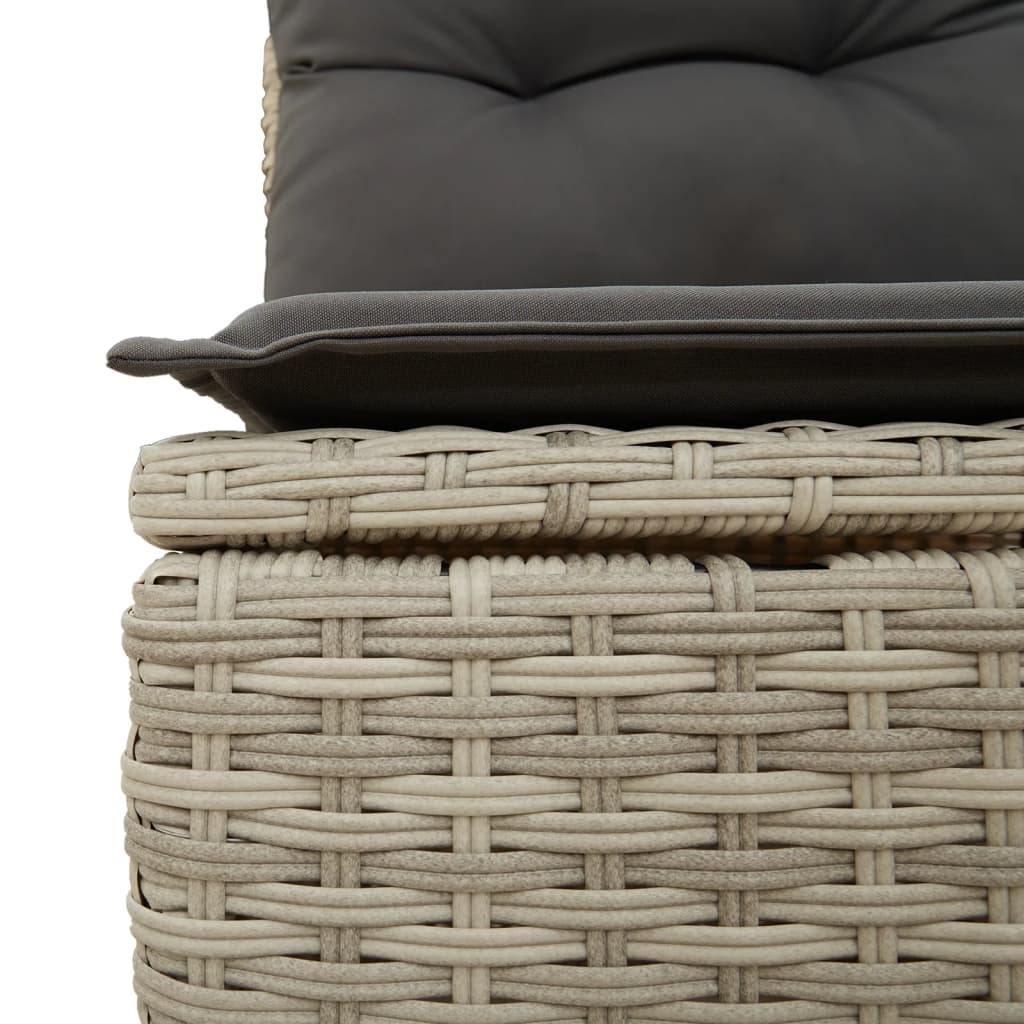 Tuinbank verstelbaar met kussens poly rattan lichtgrijs is nu te koop bij PeponiXL, paradijselijk wonen!