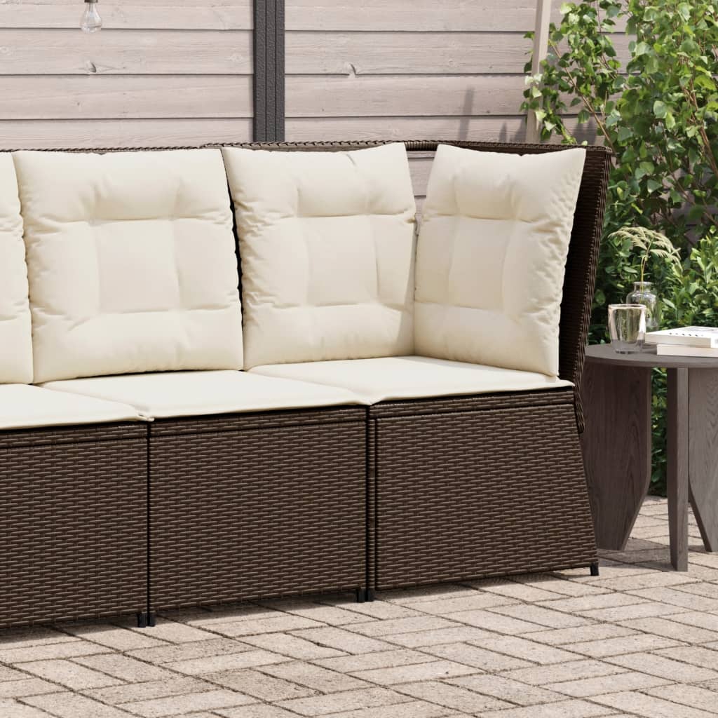 Tuinhoekbank met kussens poly rattan bruin is nu te koop bij PeponiXL, paradijselijk wonen!