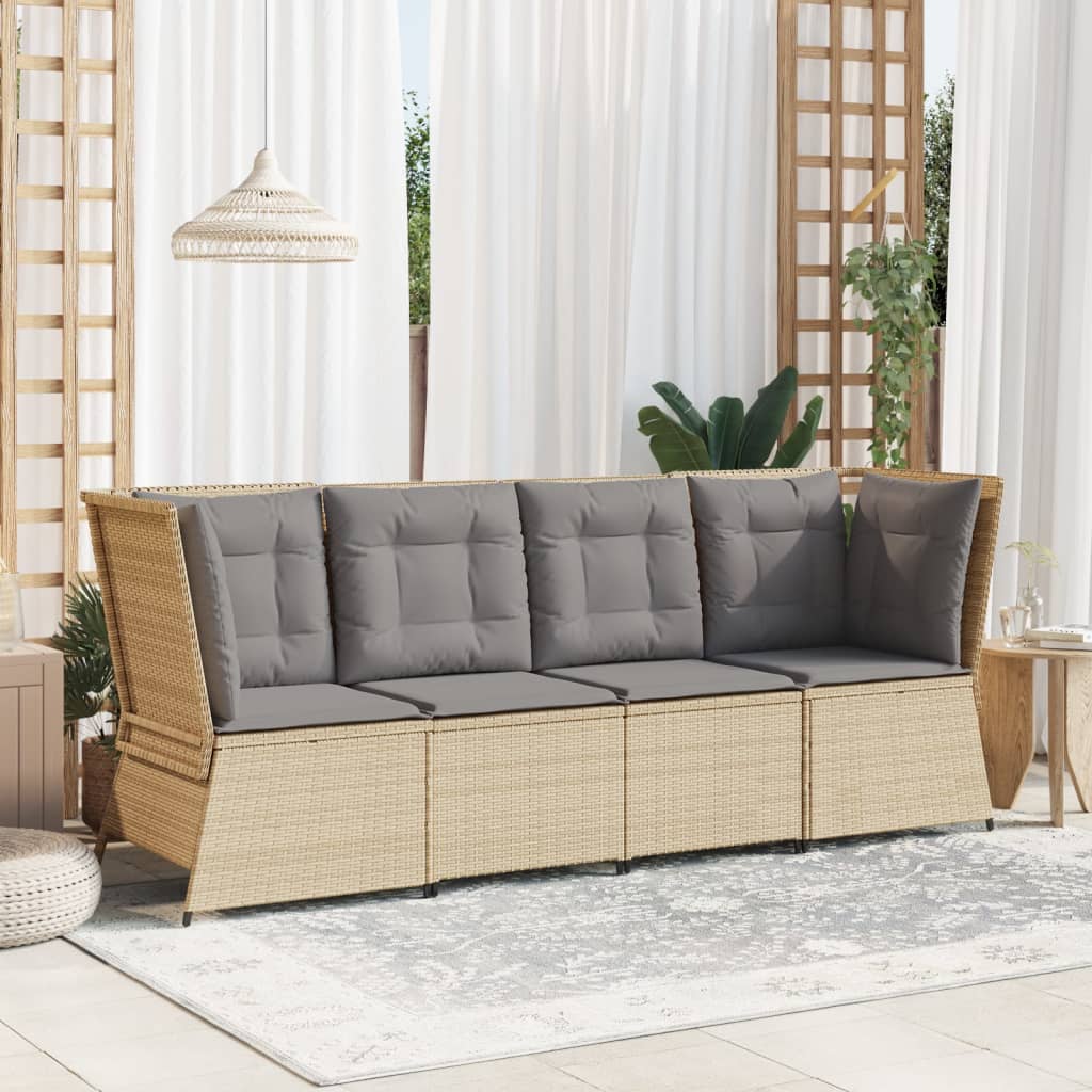 Tuinhoekbank met kussens poly rattan beige is nu te koop bij PeponiXL, paradijselijk wonen!