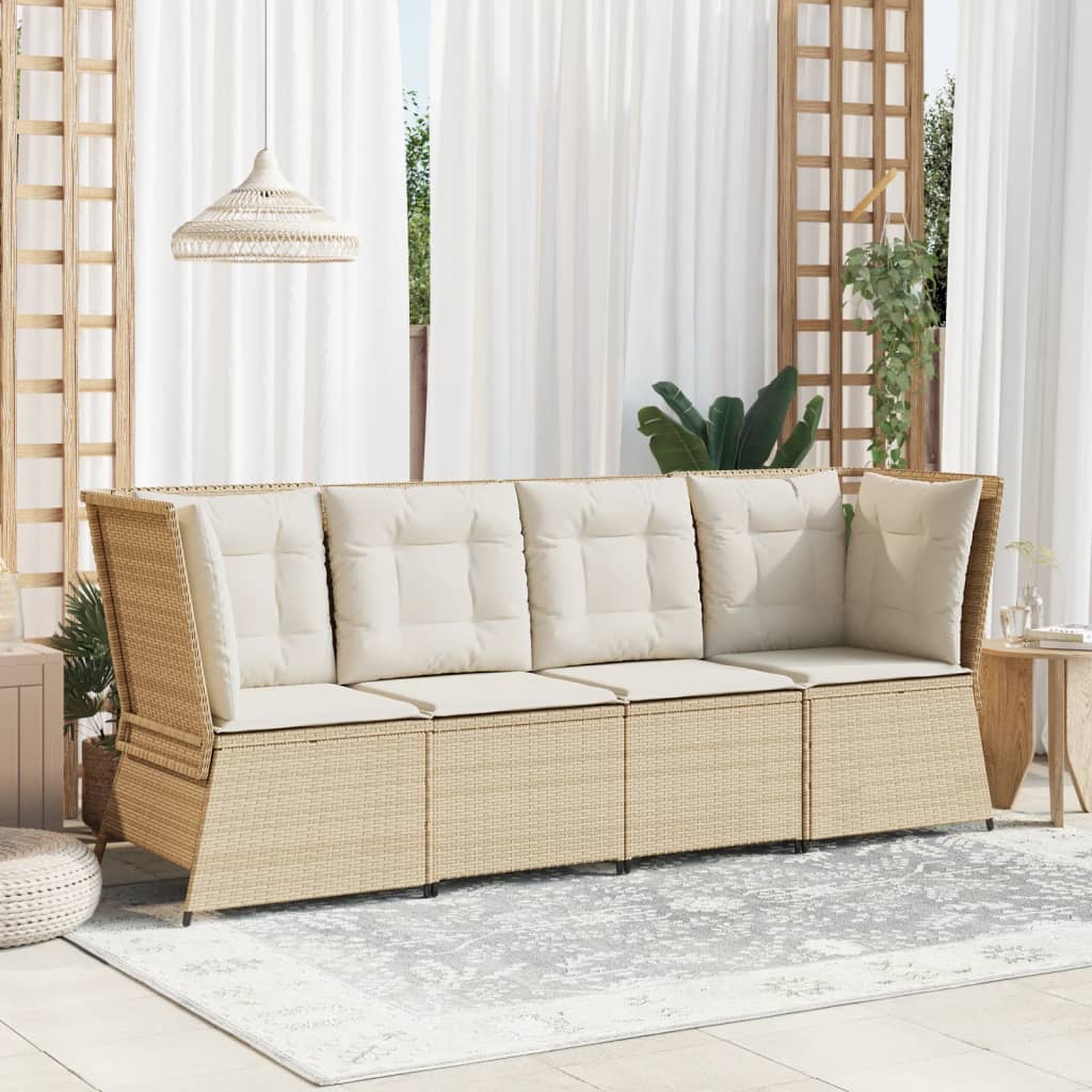 Tuinhoekbank met kussens poly rattan beige is nu te koop bij PeponiXL, paradijselijk wonen!
