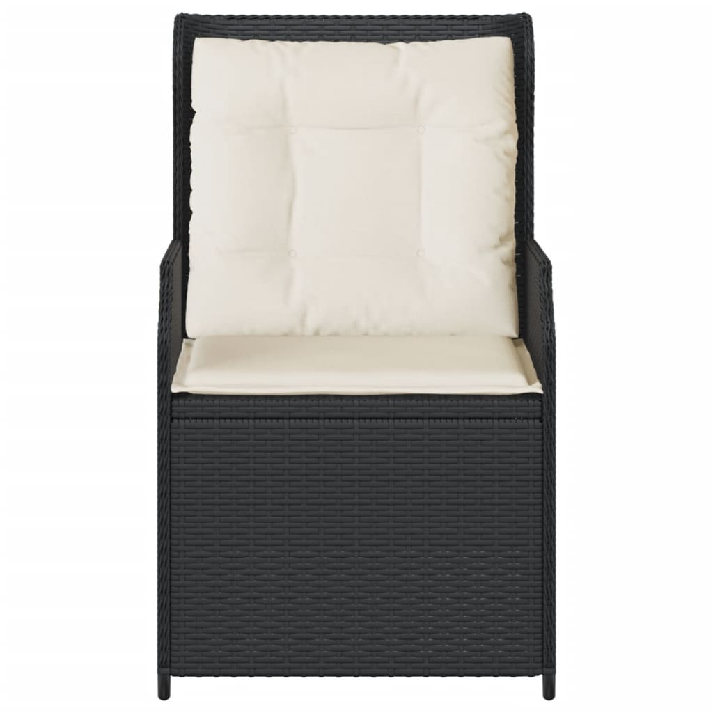 Tuinstoelen 2 st verstelbaar met kussens poly rattan zwart is nu te koop bij PeponiXL, paradijselijk wonen!