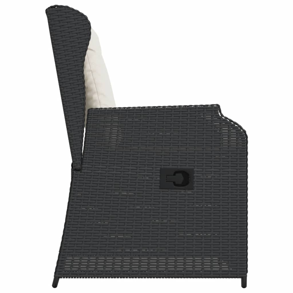 Tuinstoelen 2 st verstelbaar met kussens poly rattan zwart is nu te koop bij PeponiXL, paradijselijk wonen!