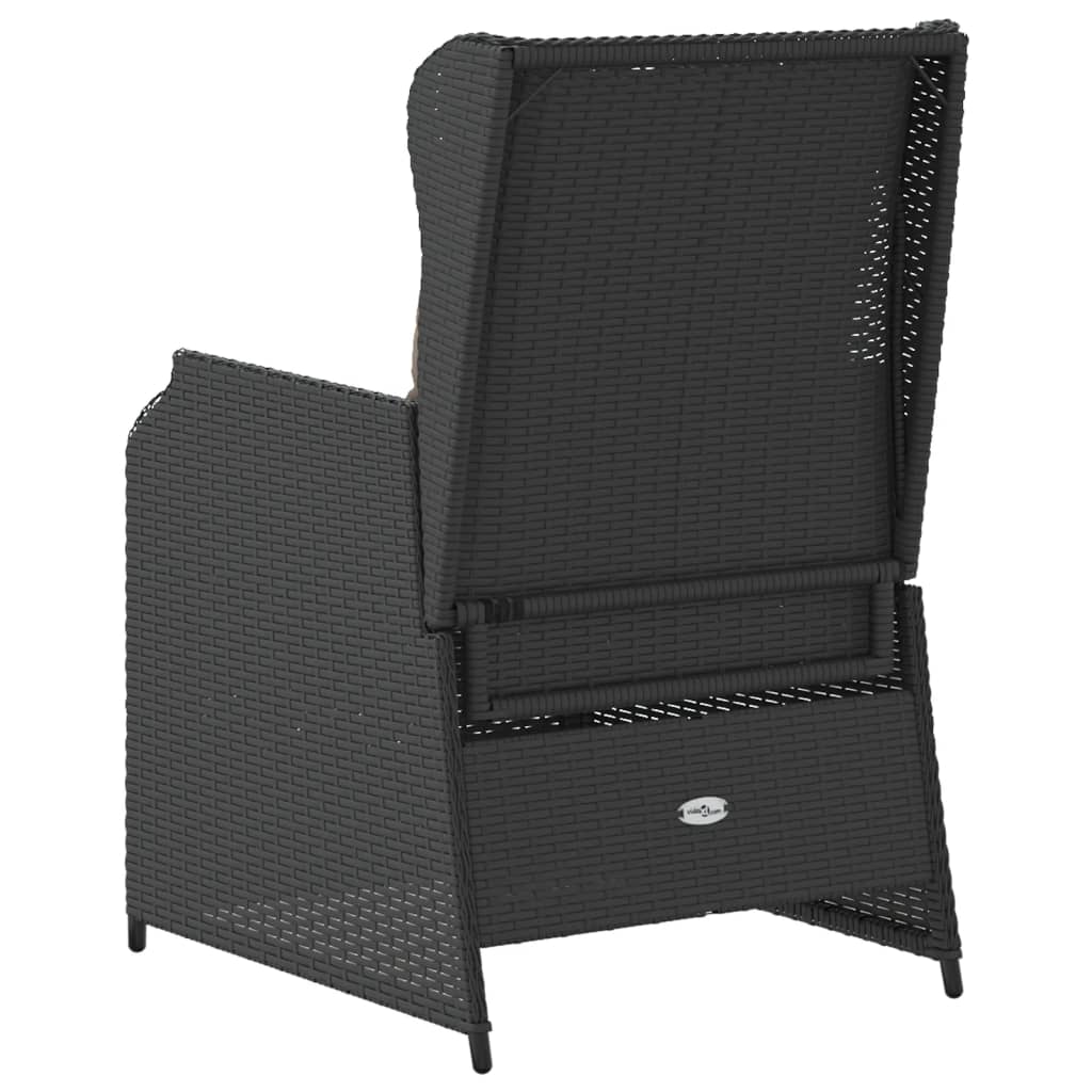 Tuinstoelen 2 st verstelbaar met kussens poly rattan zwart is nu te koop bij PeponiXL, paradijselijk wonen!