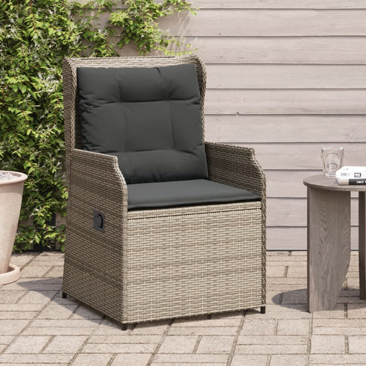 Tuinstoelen 2 st verstelbaar met kussens poly rattan grijs is nu te koop bij PeponiXL, paradijselijk wonen!