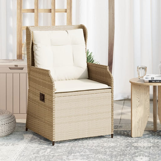 Tuinstoelen 2 st verstelbaar met kussens poly rattan beige is nu te koop bij PeponiXL, paradijselijk wonen!