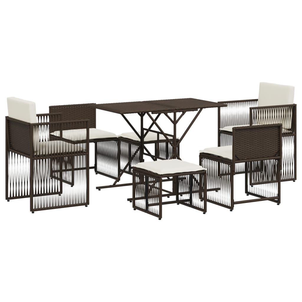 7-delige Tuinset met kussens poly rattan bruin is nu te koop bij PeponiXL, paradijselijk wonen!