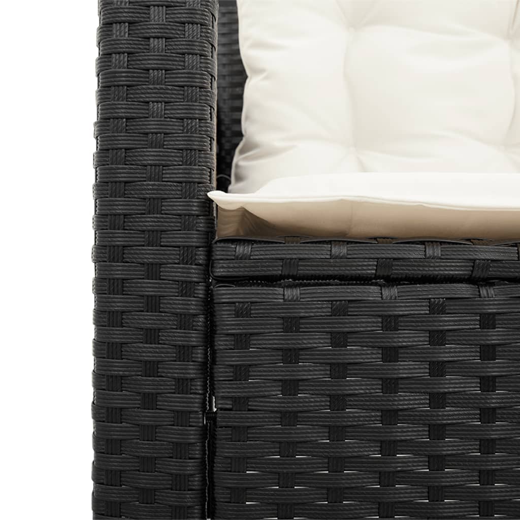 Tuinbank met tafel en kussens L-vormig poly rattan zwart is nu te koop bij PeponiXL, paradijselijk wonen!