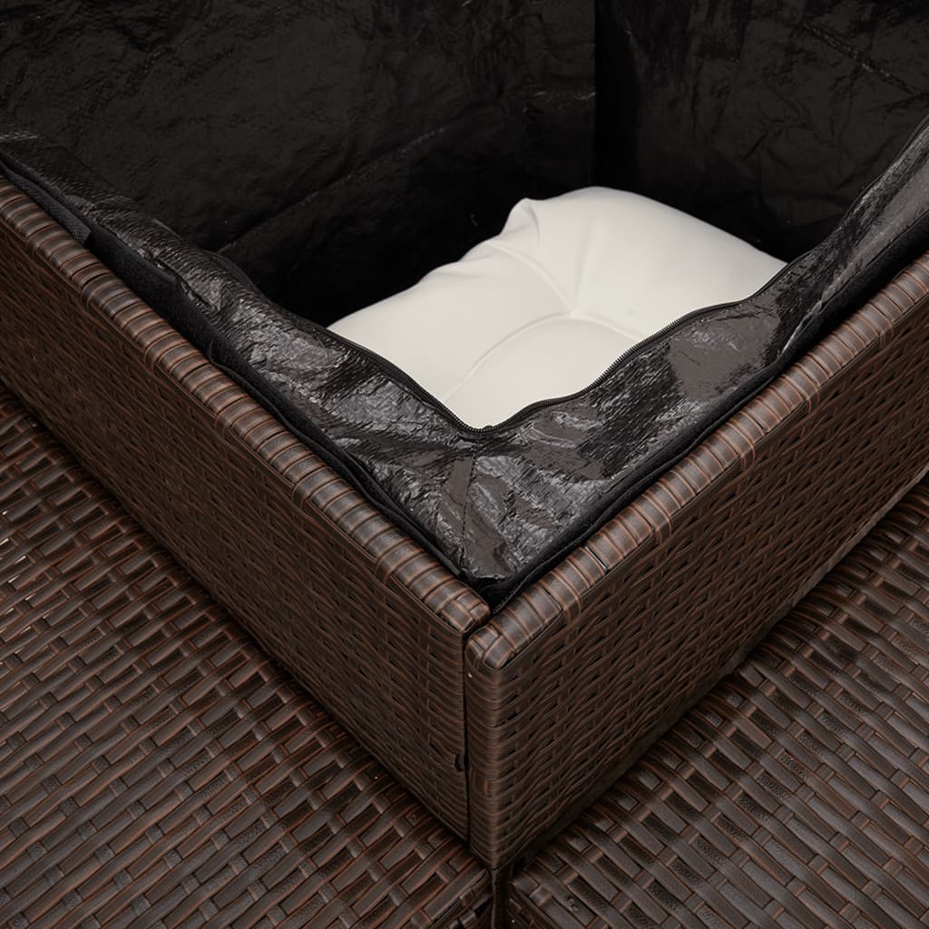 Tuinbank met tafel en kussens L-vormig poly rattan bruin is nu te koop bij PeponiXL, paradijselijk wonen!