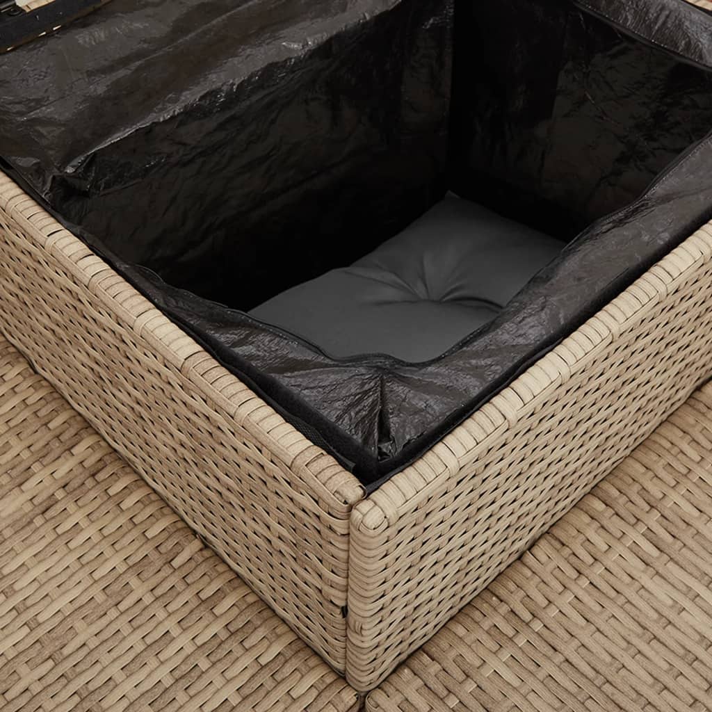 Tuinbank met tafel en kussens L-vormig poly rattan beige is nu te koop bij PeponiXL, paradijselijk wonen!