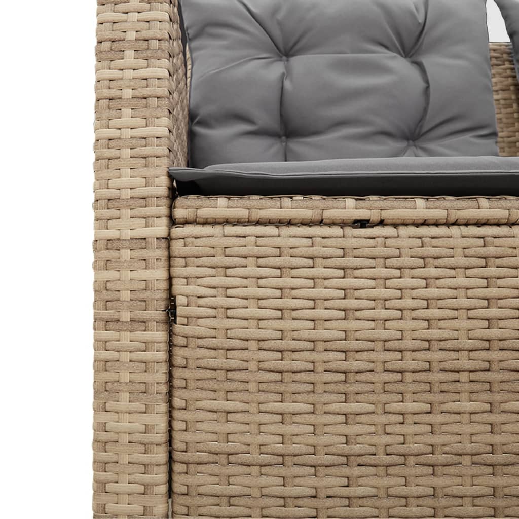 Tuinbank met tafel en kussens L-vormig poly rattan beige is nu te koop bij PeponiXL, paradijselijk wonen!