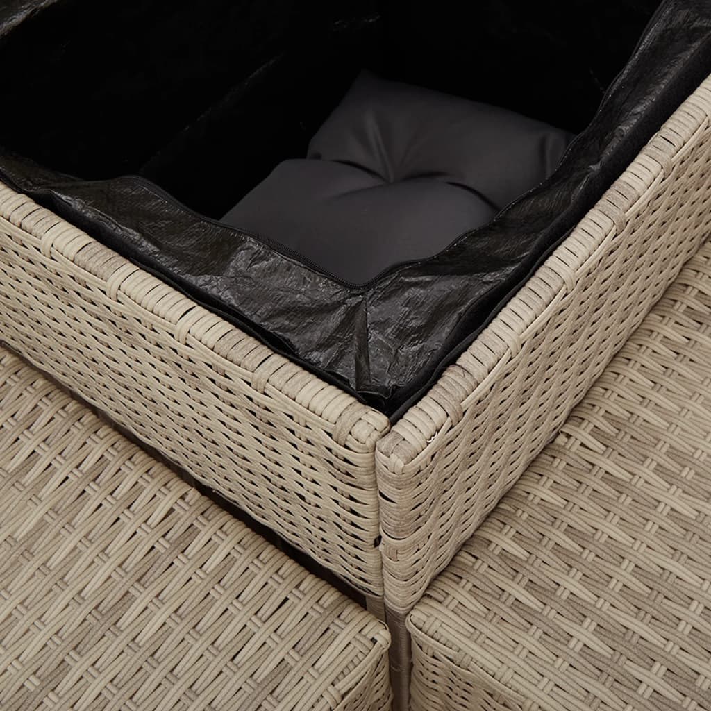Tuinbank met tafel en kussens L-vormig poly rattan lichtgrijs is nu te koop bij PeponiXL, paradijselijk wonen!
