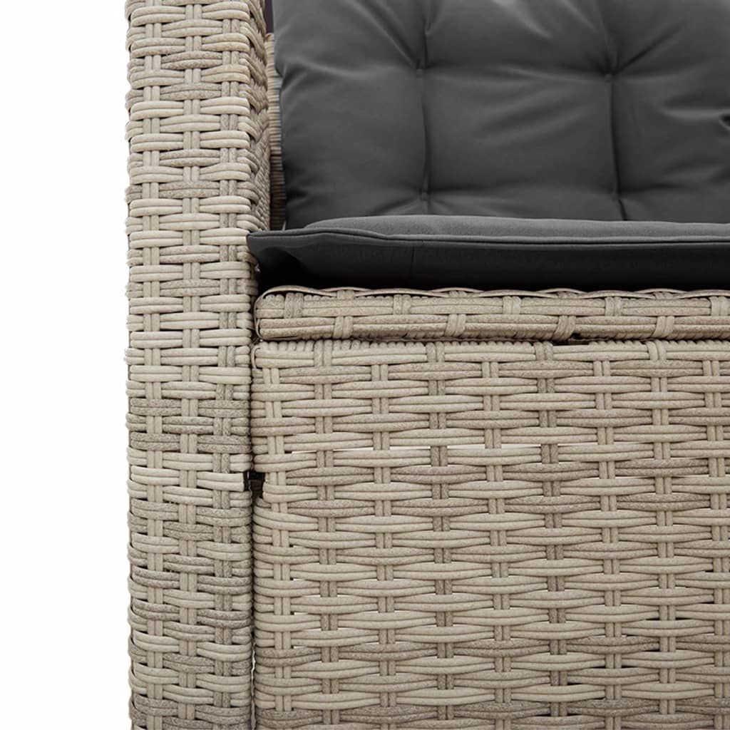 Tuinbank met tafel en kussens L-vormig poly rattan lichtgrijs is nu te koop bij PeponiXL, paradijselijk wonen!