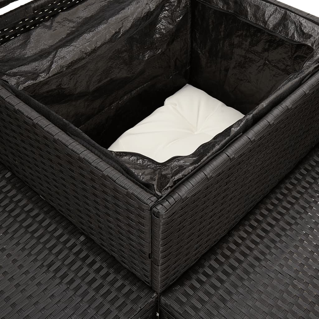 Tuinbank met tafel en kussens L-vormig poly rattan zwart is nu te koop bij PeponiXL, paradijselijk wonen!
