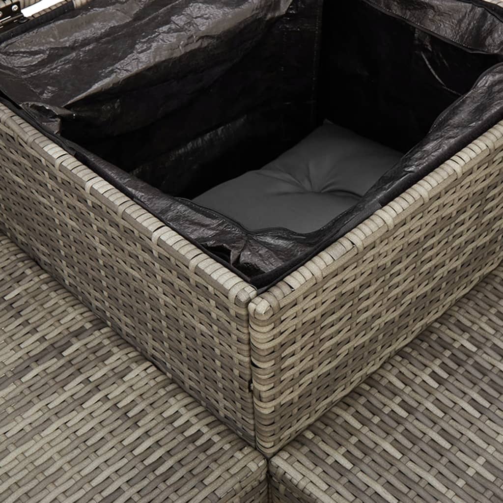 Tuinbank met tafel en kussens L-vormig poly rattan grijs is nu te koop bij PeponiXL, paradijselijk wonen!