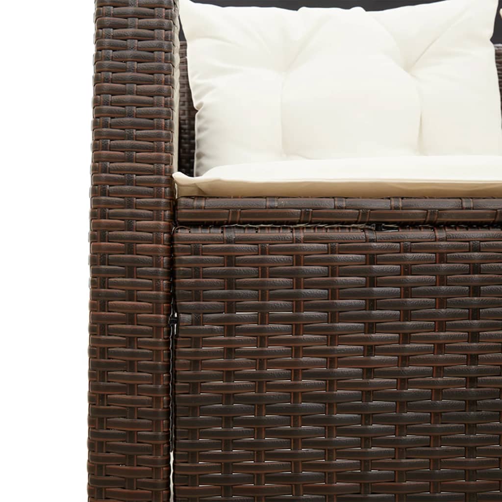 Tuinbank met tafel en kussens L-vormig poly rattan bruin is nu te koop bij PeponiXL, paradijselijk wonen!