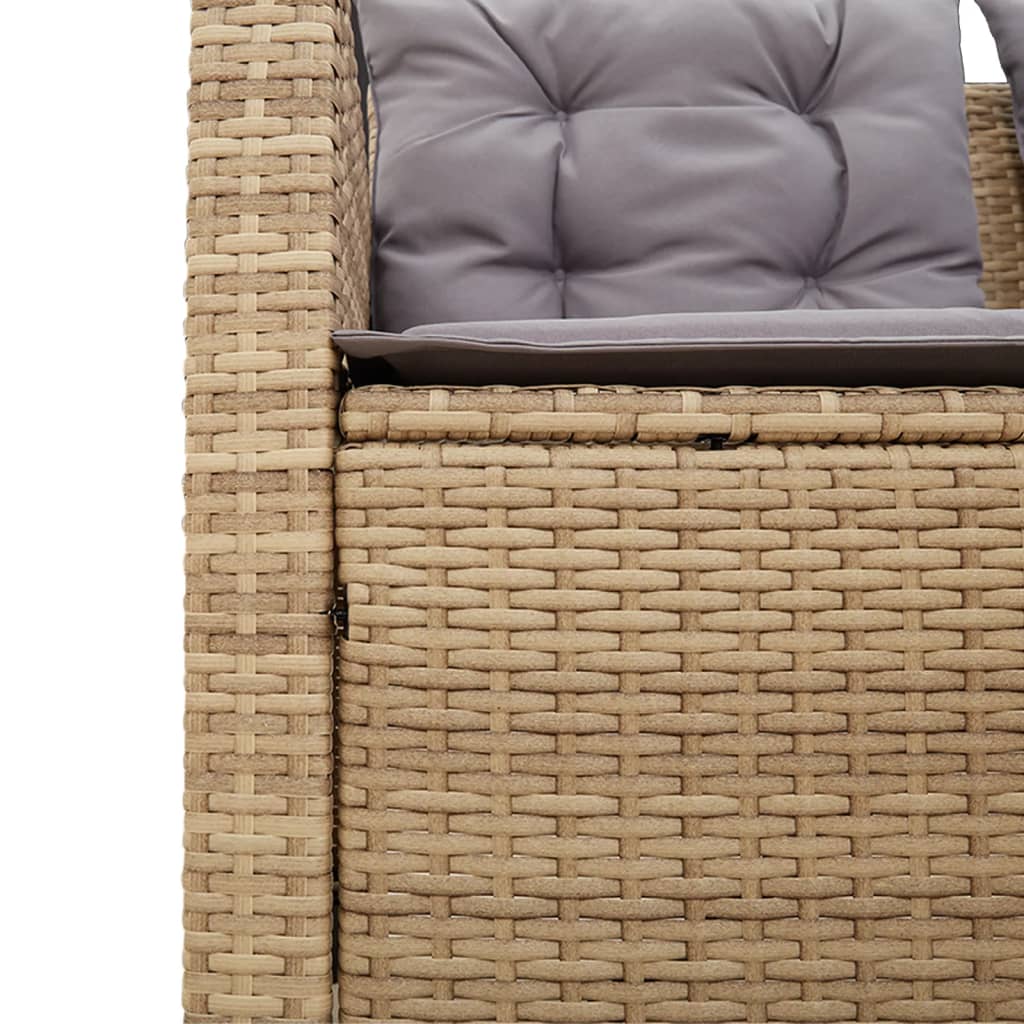 Tuinbank met tafel en kussens L-vormig poly rattan beige is nu te koop bij PeponiXL, paradijselijk wonen!